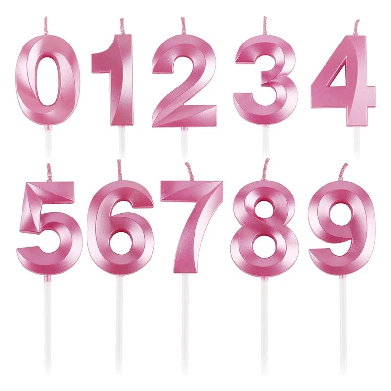 bougie anniversaire chiffre rose pâle brillant décoration gâteau fête bébé adulte cadeau fête moderne
