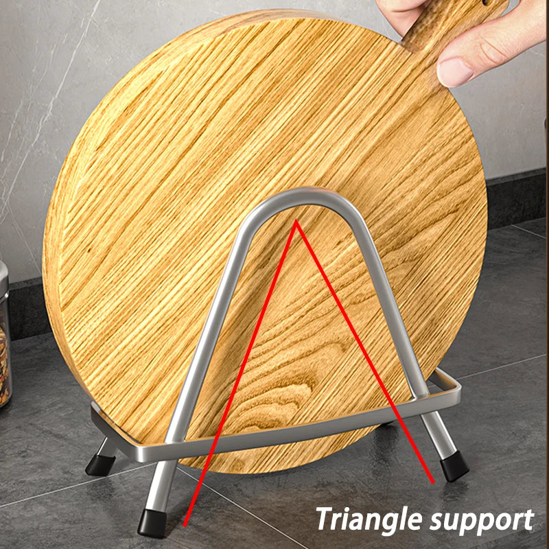support cuisine acier inoxydable moderne planches découpe couvercle pieds caoutchouc transparent minimaliste