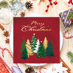 serviettes table noël rouge vert doré motif sapins merry christmas festives jetables pack 20pcs