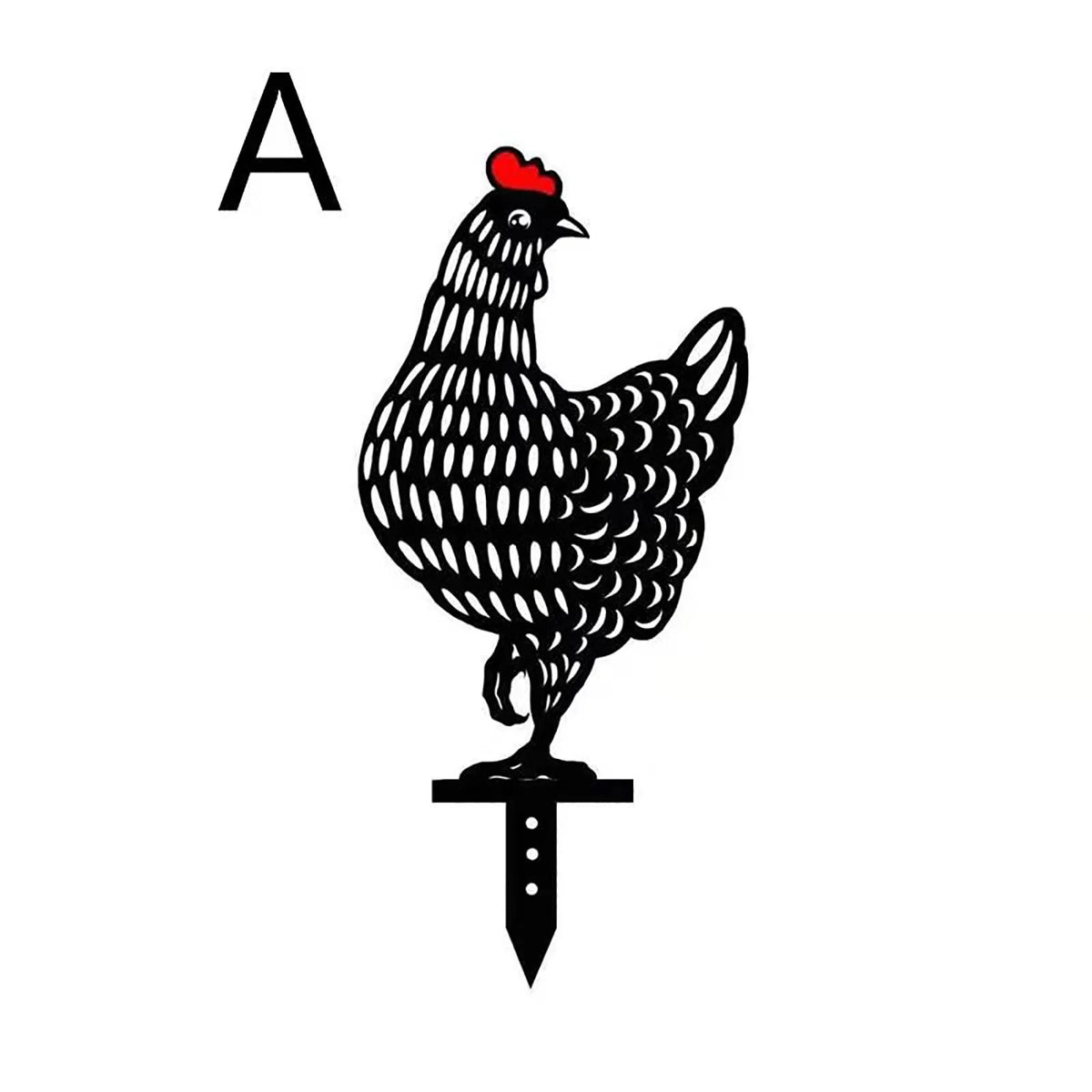 ornement jardin sculpture poule noire points blancs artisanal piquet métallique extérieur décoration