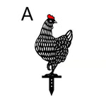 ornement jardin sculpture poule noire points blancs artisanal piquet métallique extérieur décoration