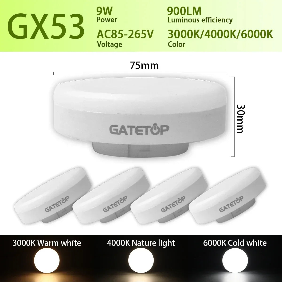 projecteur led blanc 3000k 4000k 6000k ac85265v 5w 7w 9w 12w 15w naturel moderne
