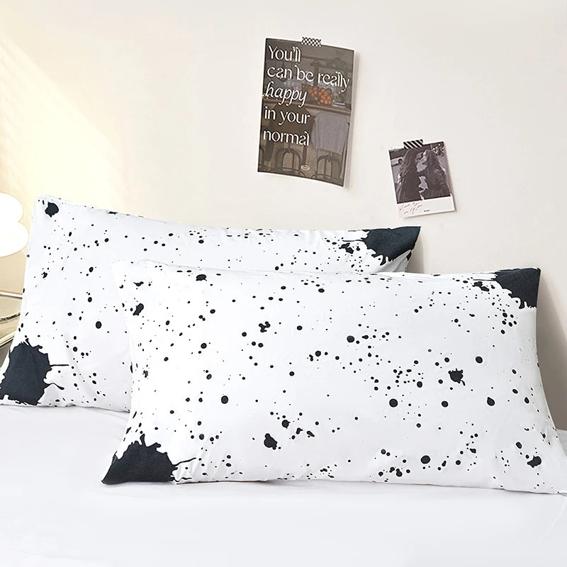 lot deux taies d'oreiller rectangulaires 48x74cm housse coussin décorative motif géométrique moderne