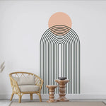 sticker mural géométrique moderne arc noir blanc cercle rose clair
