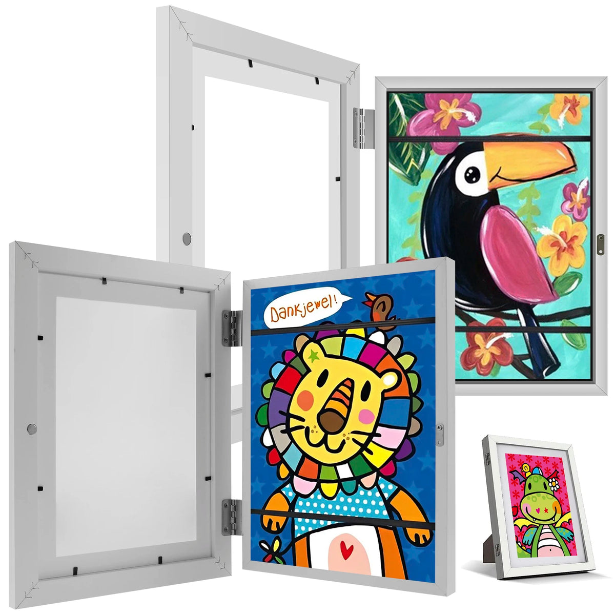 cadre enfant art aimant transparent moderne peinture dessin noir blanc