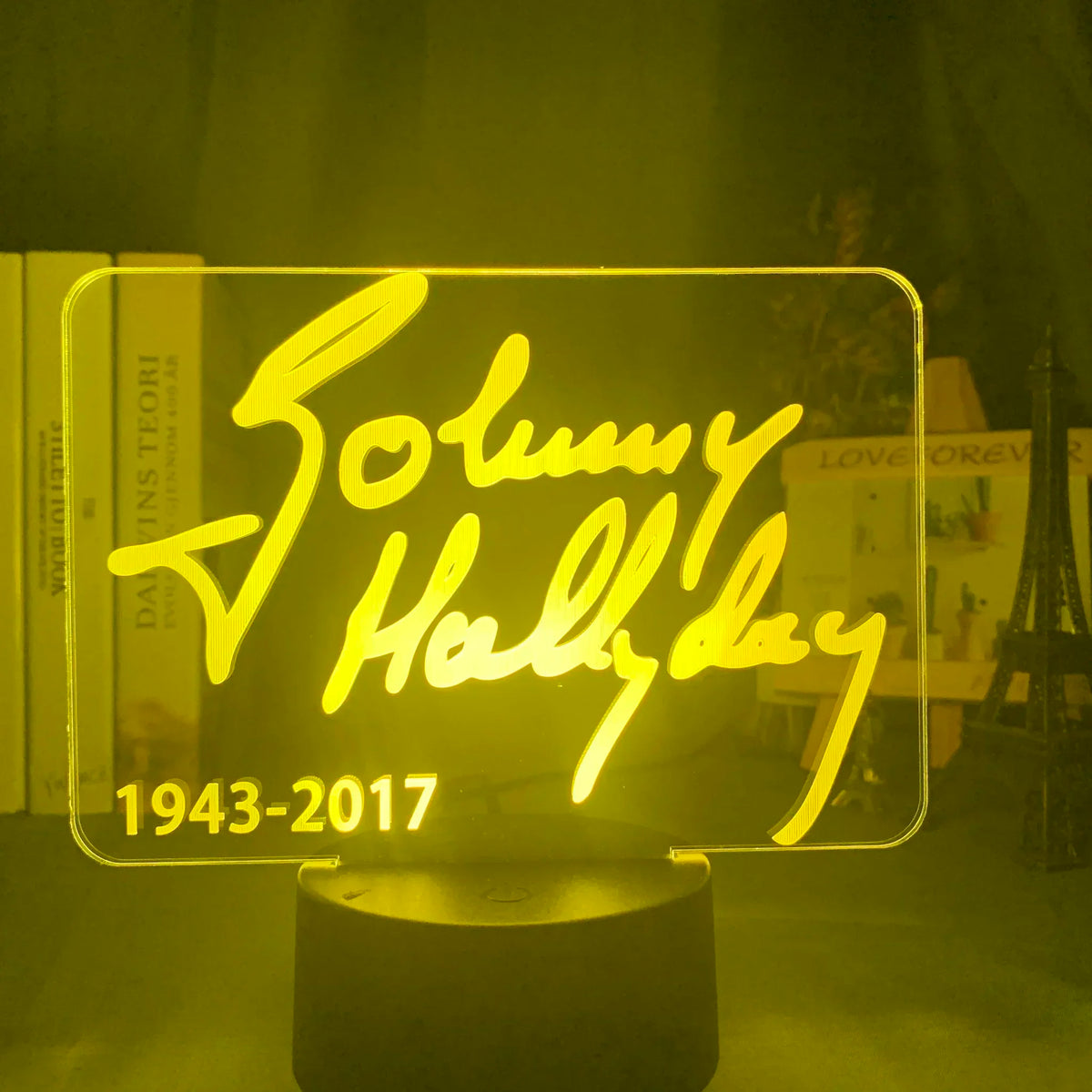 lampe nuit 3d portrait johnny hallyday veilleuse led couleur changeante telecommande usb