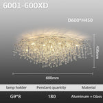 plafonnier led moderne cristaux transparents argentés élégants éclairage intérieur nordique suspension