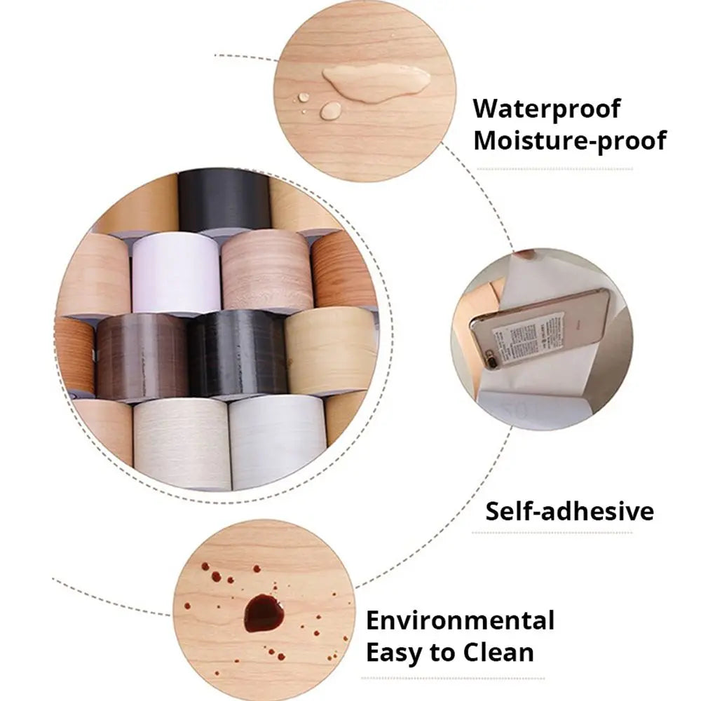 ruban adhésif décoratif moderne texture bois résistant l'eau cuisine chambre salon