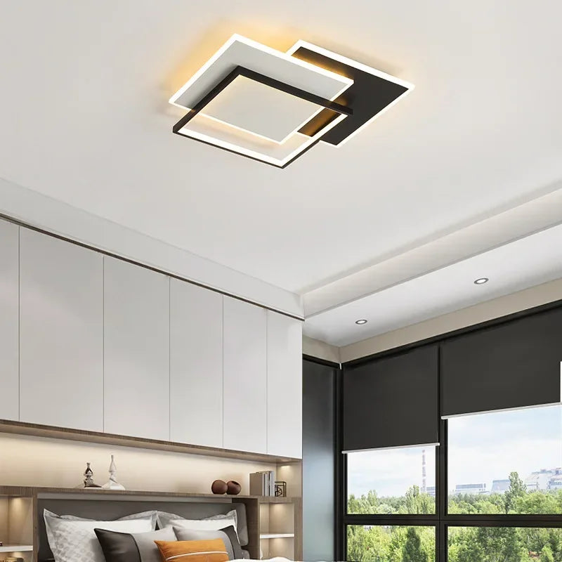 plafonniers led modernes blanc noir géométriques minimalistes éclairage intérieur plusieurs niveaux toucher marche arrêt