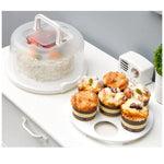 boîte gâteaux transparente moderne poignée muffins gâteau fruits frais blanc rose