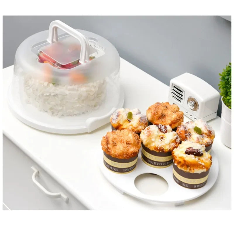 boîte gâteaux transparente moderne poignée muffins gâteau fruits frais blanc rose