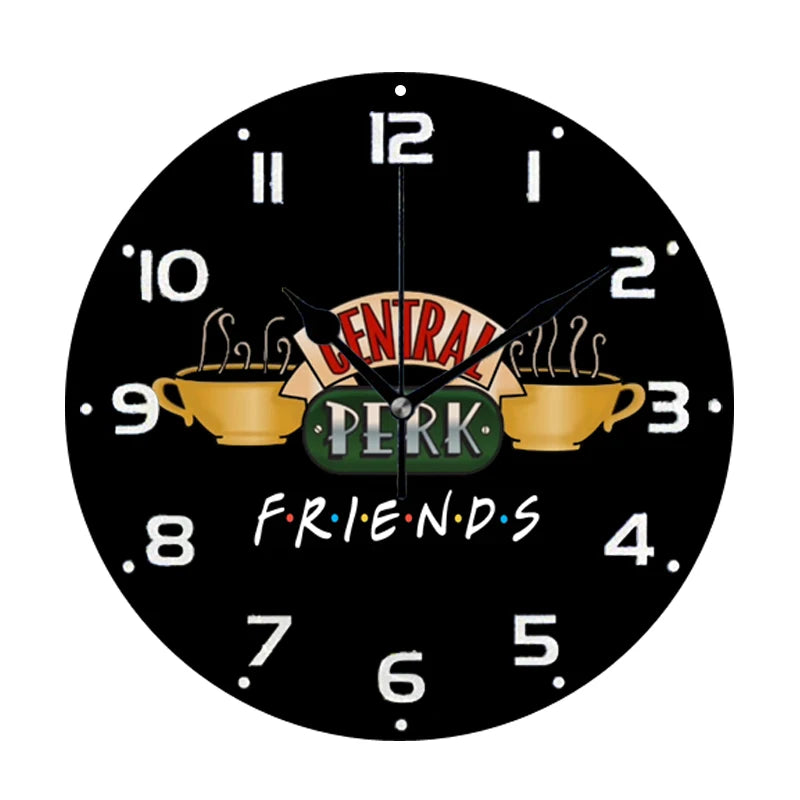 Horloge murale ronde Friends Central Perk silencieuse sur mur blanc