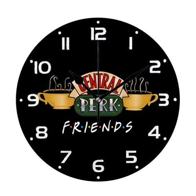 Horloge murale ronde Friends Central Perk silencieuse sur mur blanc
