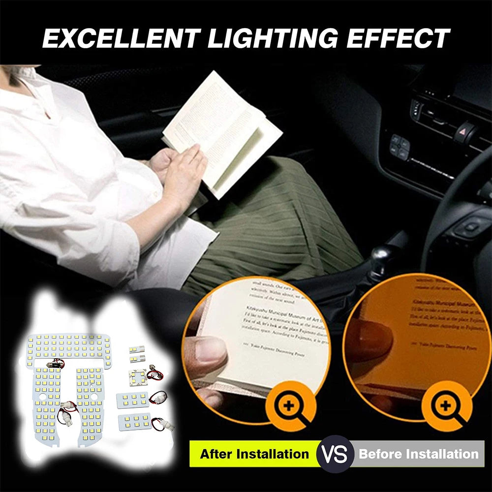 ampoules led voiture blanc modernes carrés points noirs intérieur nuit toit coffre