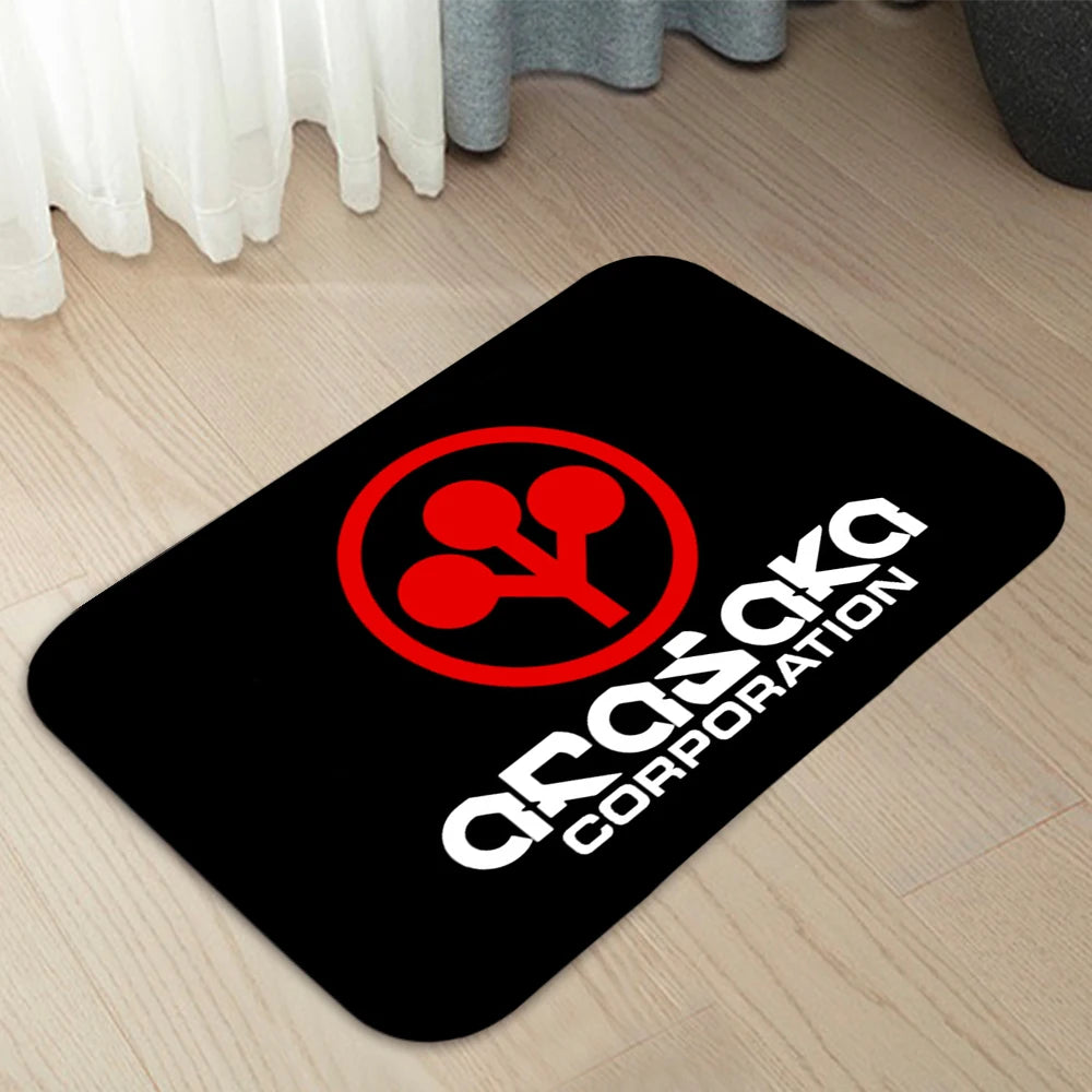 tapis moderne arasaka corporation noir rouge blanc balles tennis fleurs salon