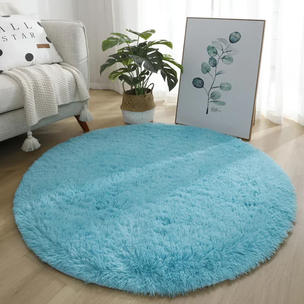 tapis rond uni moderne doux polyester 40cm rose clair vert violet marron bleuclair beige