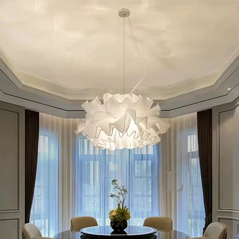 lampe suspendue moderne plissée blanc câble suspendu salon chambre nordique led