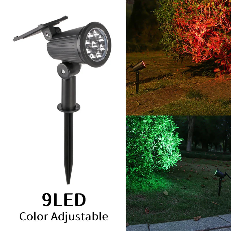 projecteurs led solaires réglables jardin extérieur moderne noir jaune violet vert