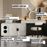 meuble multifonctionnel moderne tiroirs miroir tabouret bois géométrique beige noir