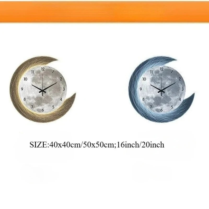 Horloge murale LED lune terre blanche 16 pouces