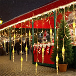guirlande led gouttelettes translucides blanc chaud multicolore extérieur panneau solaire noel festive 162led 9m
