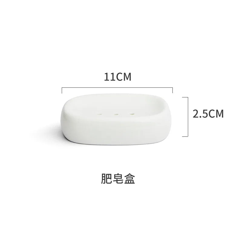 ensemble accessoires salle bain porcelaine moderne distributeur savon gobelet porte brosse dents