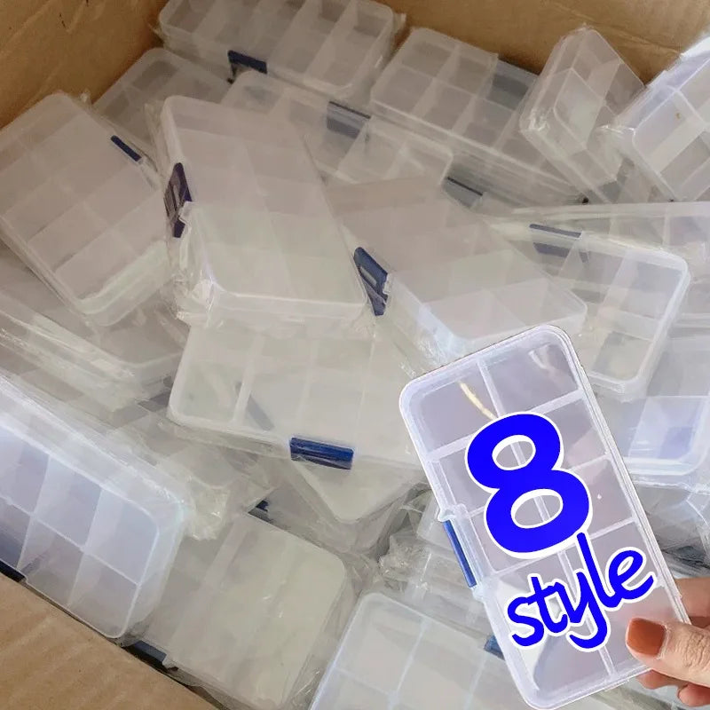boîtes rangement bijoux transparentes plastique modernes compartiments poignées breloques lettresscrição solution respecte contraintes données