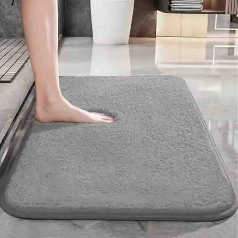 tapis bain moderne gris uni velours absorbant antidérapant salle bain