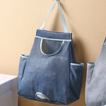 sac poubelle suspendu polyestère réutilisable bleu marine gris noir maille fine moderne crochets muraux