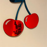 miroir mural moderne cerises rouges bleues brillant adhésif chambre salon salle bain