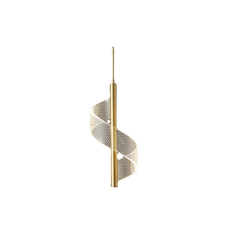 suspension lumineuse moderne or blanc spirale transparent chambre salon