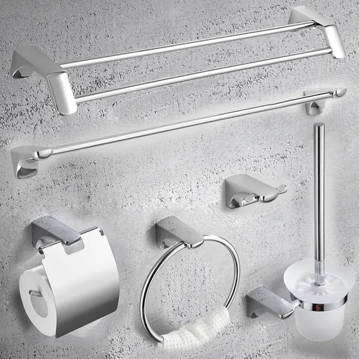 Ensemble accessoire salle de bain chromé en acier inoxydable vue d'ensemble