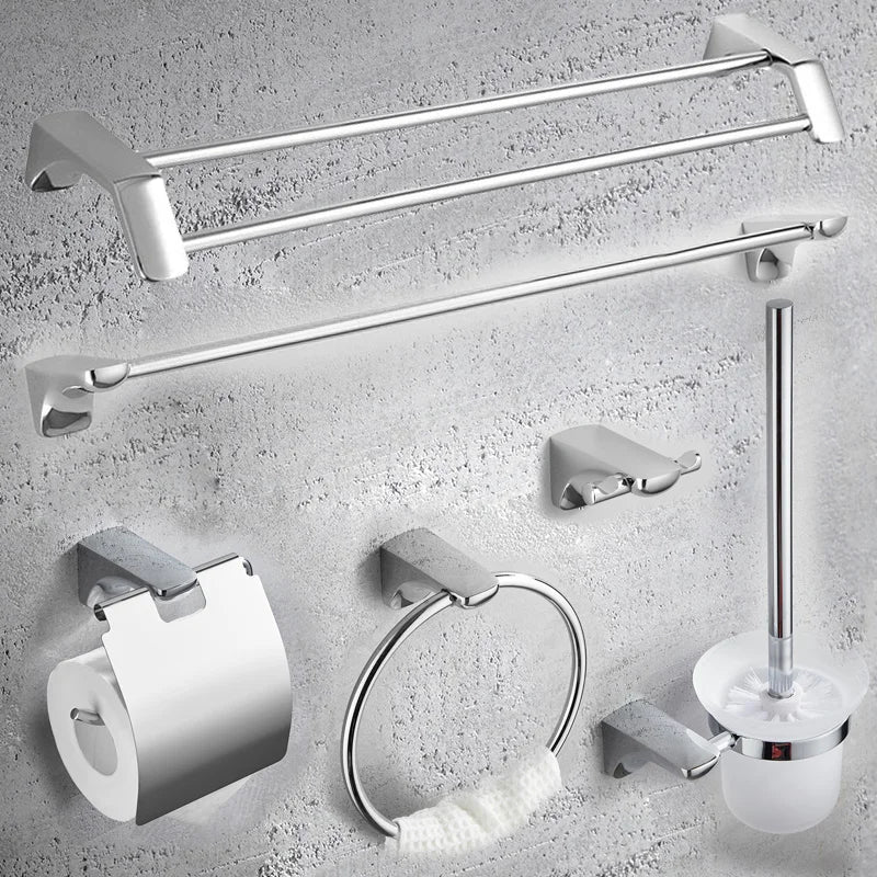 accessoires salle bain chrome porte serviettes double porte savon papier toilette brosse wc moderne