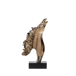 statuette cheval stylisé crinière ondulée moderne transparente doré blanc base carrée noire décoration maison