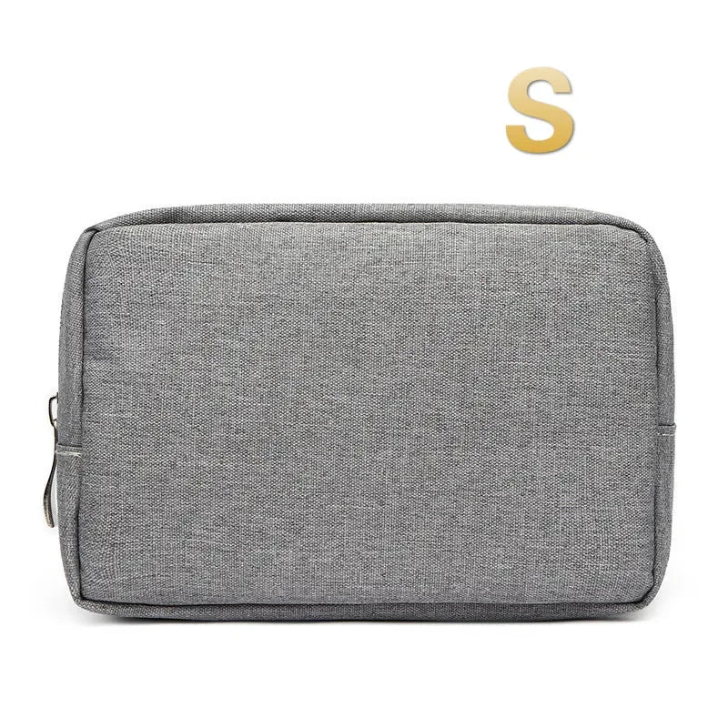 sac main gris toile classique fermeture glissière chargeur cable usb souris travel gọn