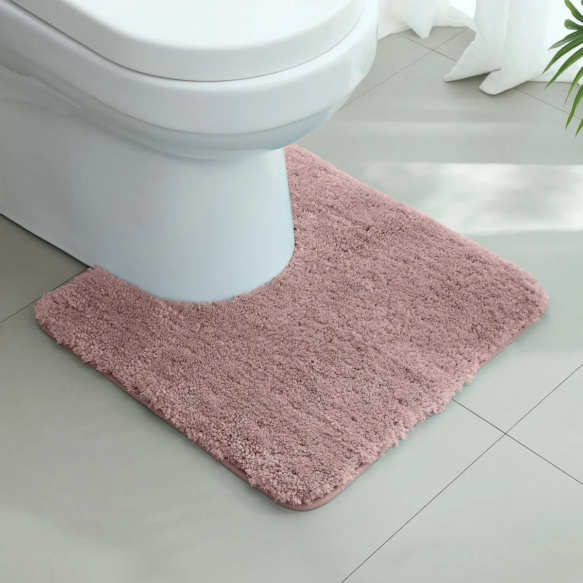 tapis bain moderne gris rose peluche épaisse antidérapant respectueux environnement 50x50cm