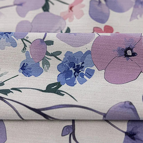 rideau floral violet semi transparent bohème romantique salon moderne tringle rideaux
