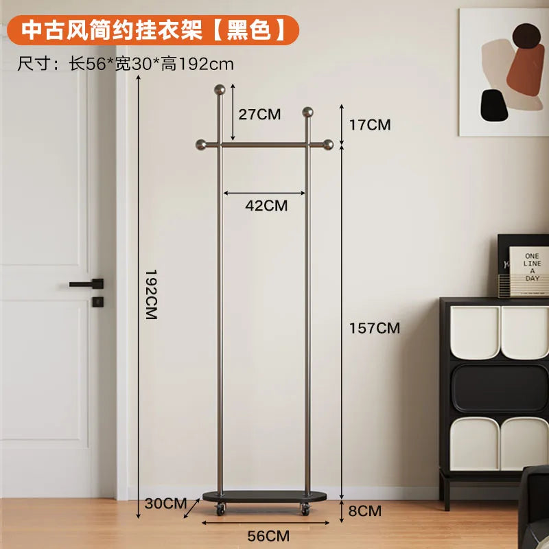 porte manteau moderne acier inoxydable gris roulettes vintage fonctionnel entrée chambre coucher