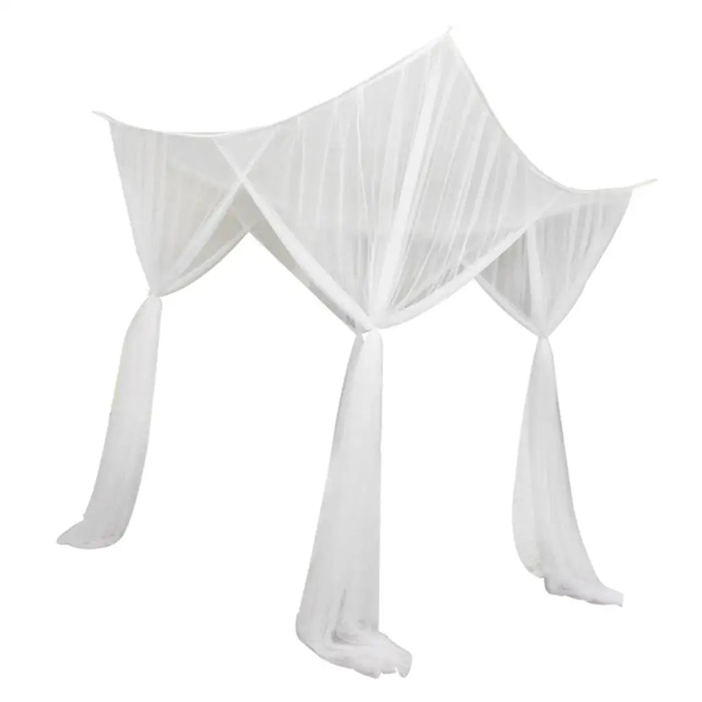 rideau lit transparent bohème tissu plissé franges romantique polyester blanc camping chambre