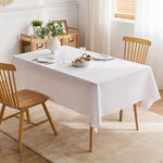 nappe blanche polyester texturée bordure dentelée réutilisable machine moderne extérieur mariage restaurant fête cuisine