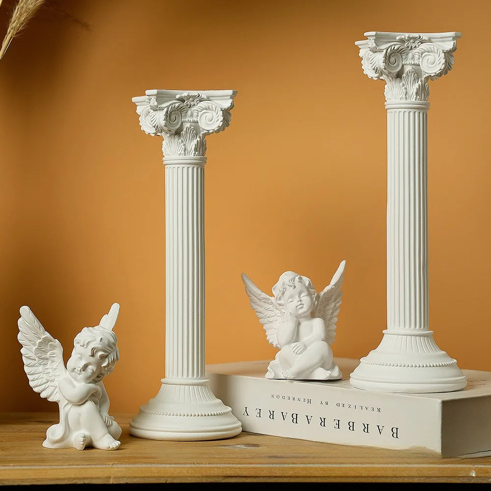 statues ange résine colonne romaine décoration intérieure maison blanc ornemental classic antique