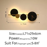 applique murale moderne horloge LED contemporain éclairage quotidien noir doré fixée mur