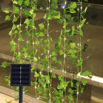 guirlande lumineuse solaire feuilles vertes motif veiné transparent extérieur décoration jardin