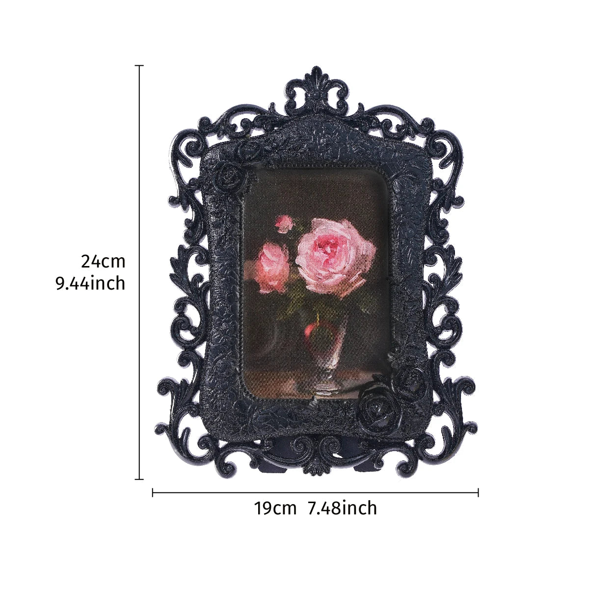 cadre photo résine ornements floraux roses relief blanc doré moderne baroque