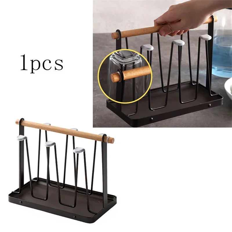 porte verres industriel noir bois clair salon réutilisable fer