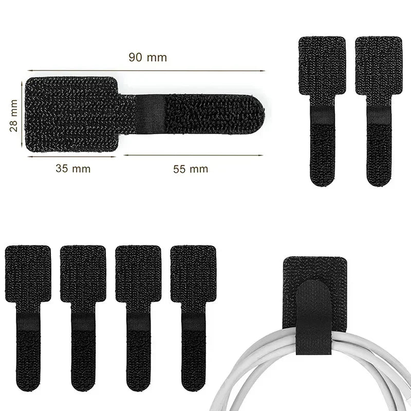 clips câbles rangement noir adhésif texturé multifonction pratique organisation réutilisable