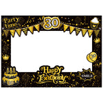cadre photo noir doré guirlandes happy birthday party time smile festive