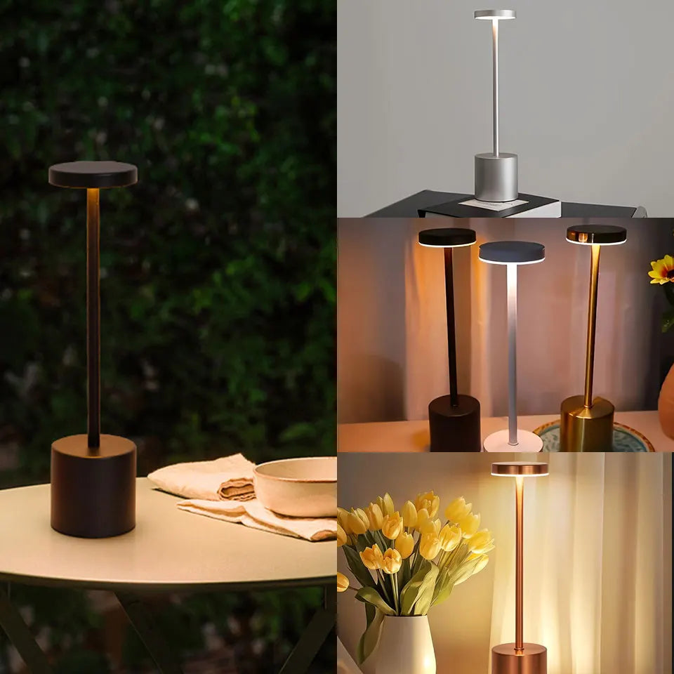 lampe table moderne or noir blanc rechargeable usb interrupteur tactile veilleuse couleurs ambiance chambre
