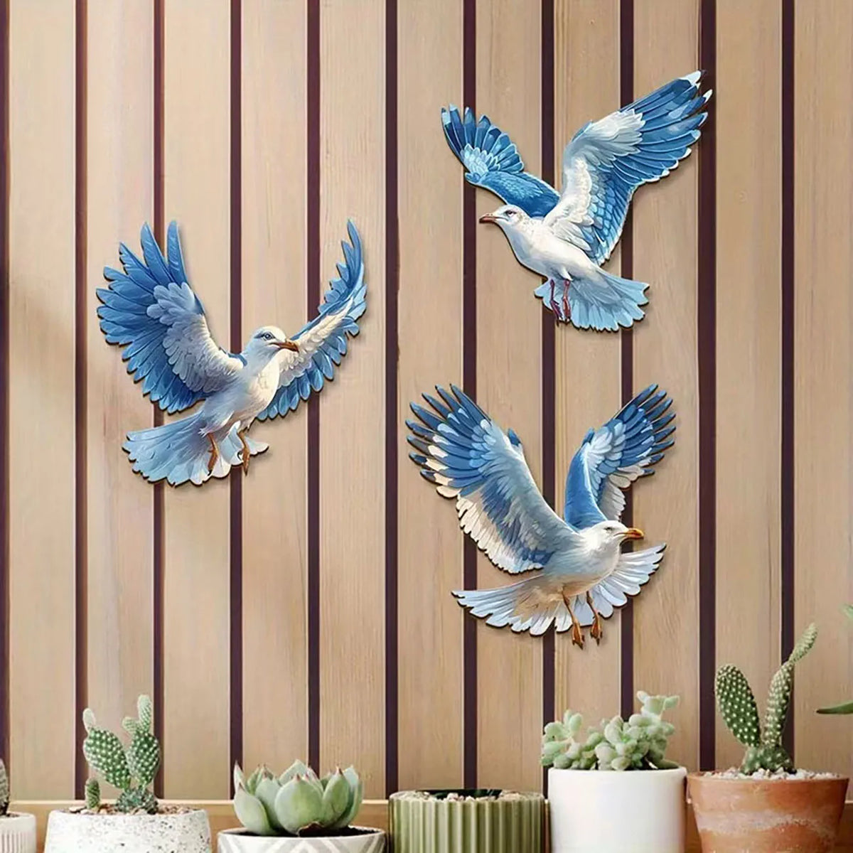 décoration murale oiseau bleu blanc plumes réalistes adhésif double face maison chambre salon erotique