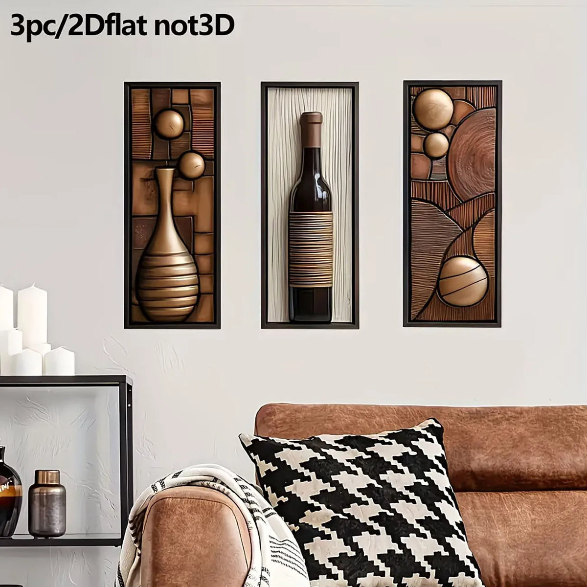 panneaux décoratifs bois abstraits géométriques moderne marron beige noir adhésif double face